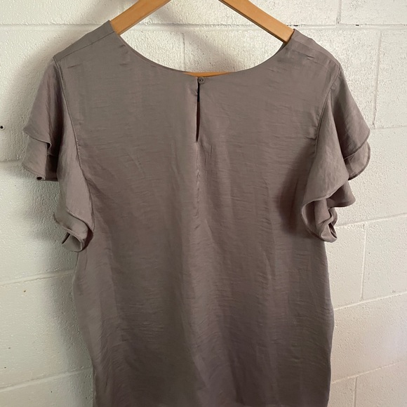 Grey Silk Short Sleeve Blouse - Picture 3 of 3